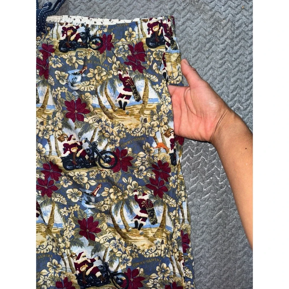 Tommy Bahama Men's Santa Clauses Bike Paradise Lounge Pajama Pants All Over XL